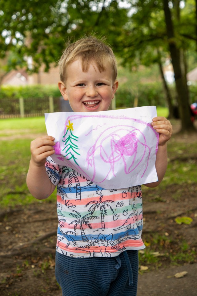 Little Oliver from Gabriels Wellbeing and Education Forest School and his card