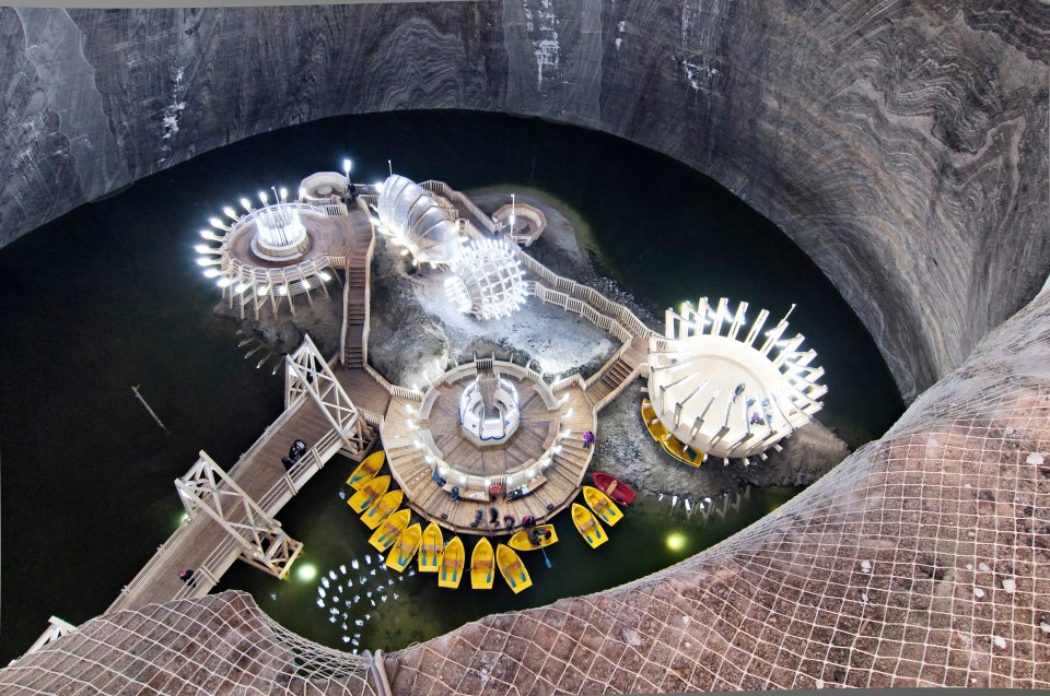 Salina Turda even has boat rides within a lake in the salt mine