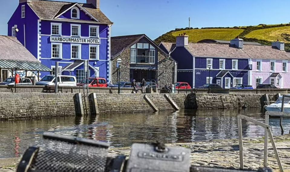 Harbourmaster Hotel's blue exterior makes it stand out