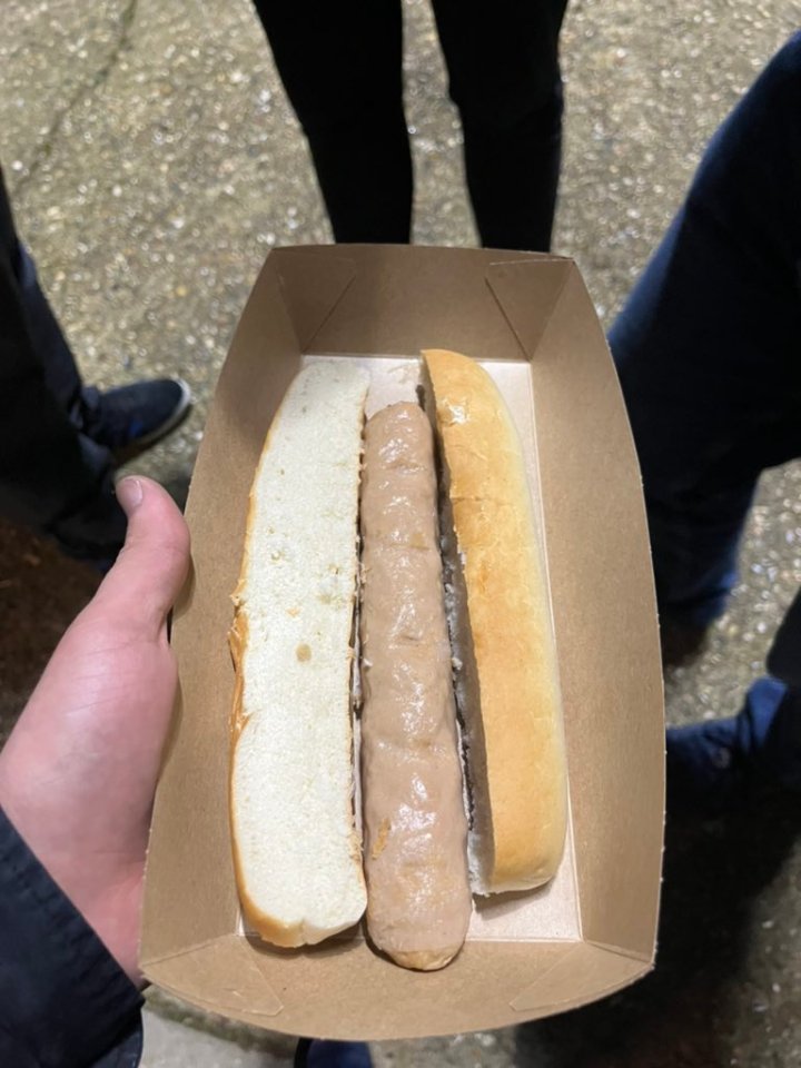 A Bolton fan was served this hot dog at Wycombe on Tuesday night