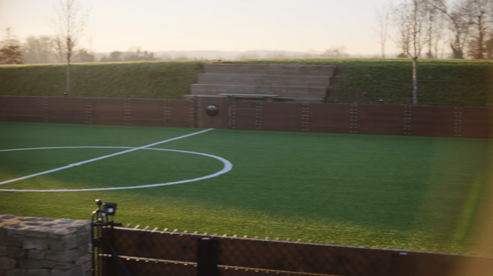 Golden Balls also showed off the pitch in his garden