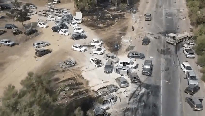 Horrifying drone footage showed the aftermath of the festival massacre in Israel