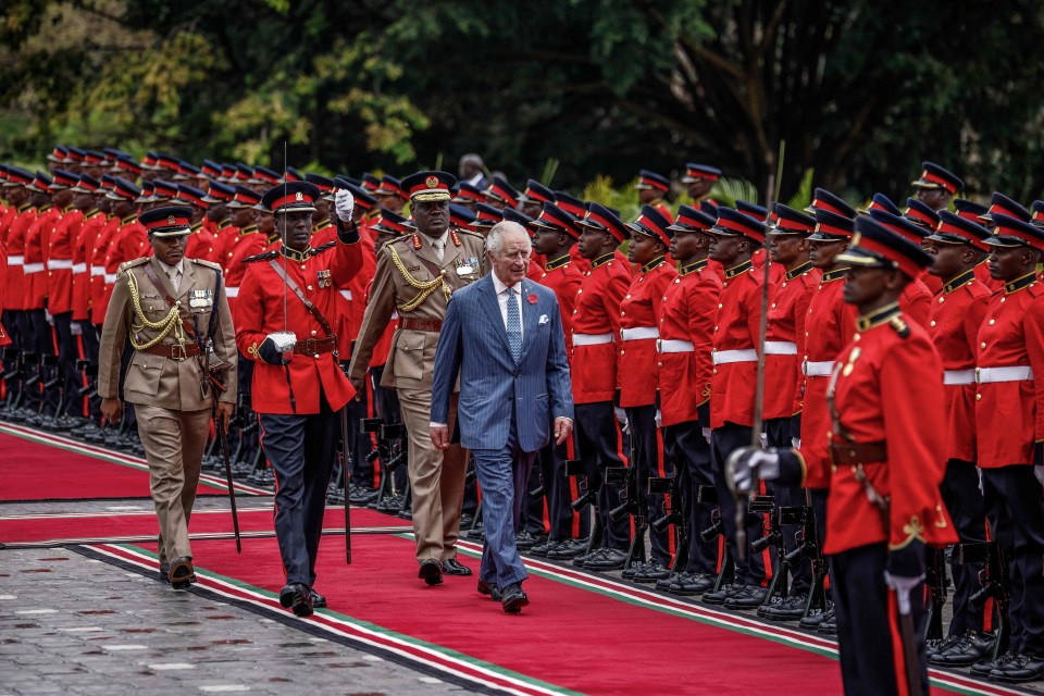 King Charles was welcomed with a Guard of Honour as he arrived at Kenya’s Nairobi State House this morning