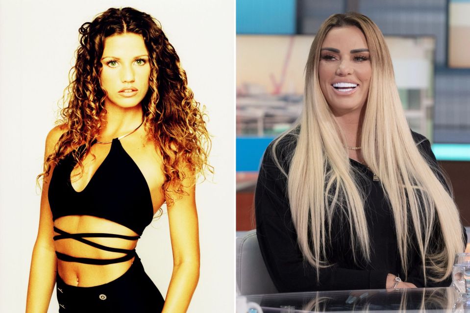  Katie Price - seen on the left in 1996, and on the right as she is now