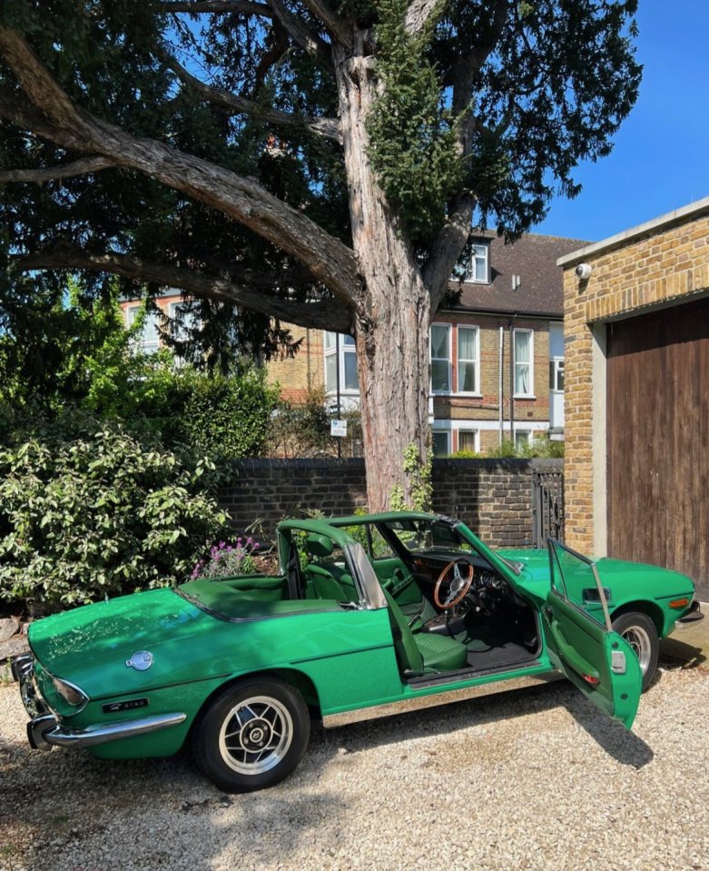 The green 1977 Triumph stag was taken from his house