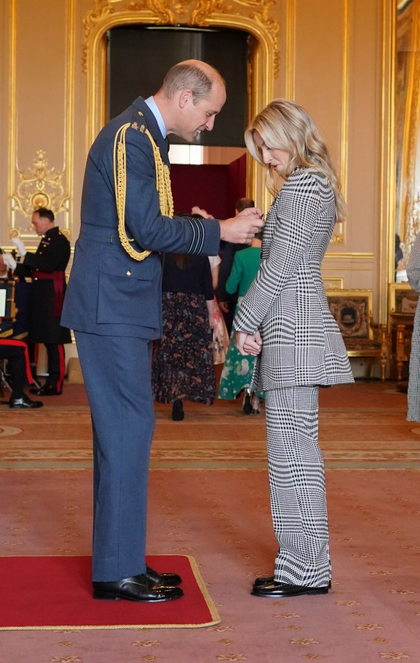 Leah Williamson received her OBE from the Prince of Wales at Windsor Castle yesterday