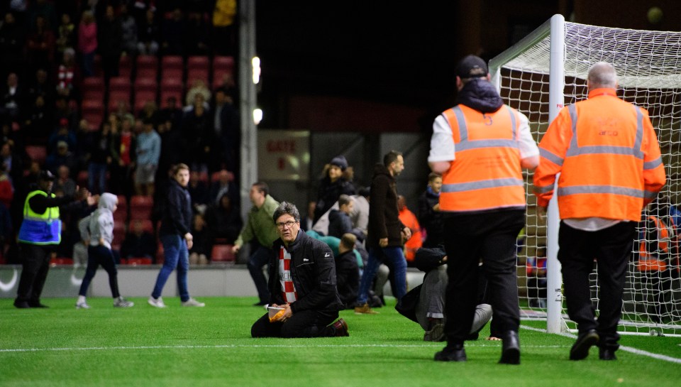 The match was eventually halted by the referee - and then abandoned