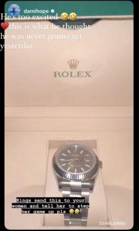 Indiyah Polack has bought Dami Hope a Rolex