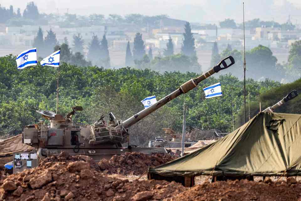 An Israeli army howitzer deployed along the border with the Gaza Strip near Sderot in southern Israel