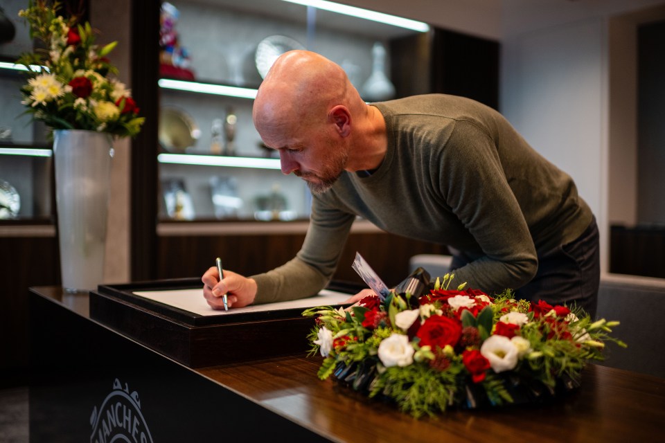 Erik ten Hag and his team also signed a book of condolence at Carrington earlier this week