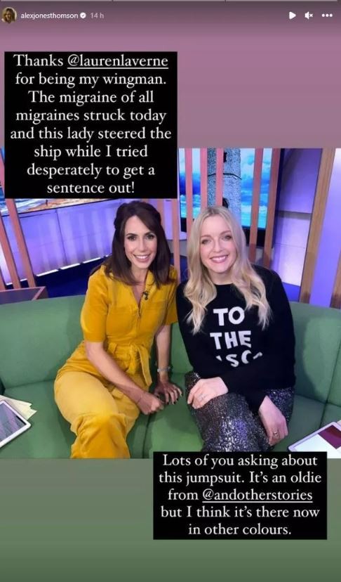 The One Show's Alex Jones 'struggles to get sentences out' as she struck down by illness live on air

//www.instagram.com/alexjonesthomson/