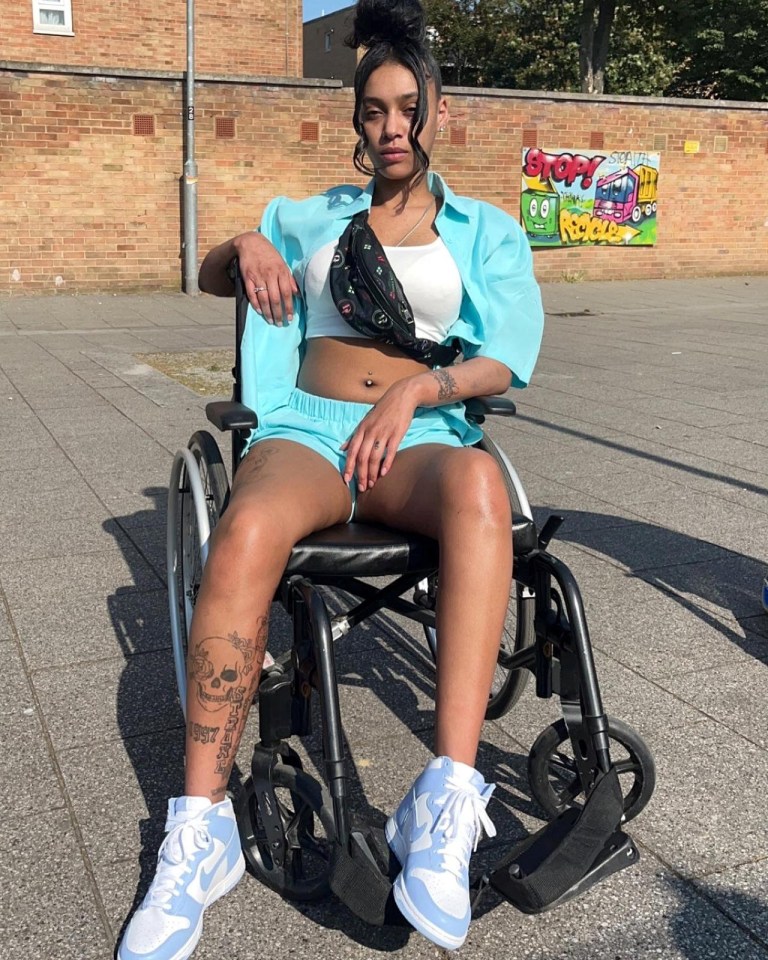 Kerry-Anne Donaldson, 26, from London, has been left in a wheelchair thanks to a 600-canister a week ‘laughing gas’ addiction