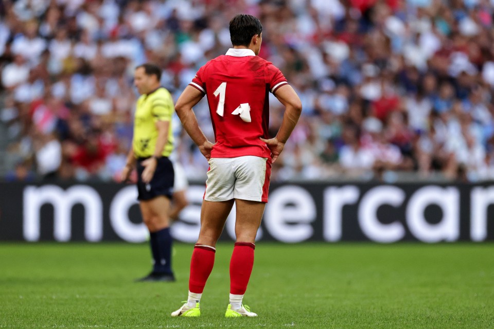 Several Wales players had their shirt numbers peel off against Argentina