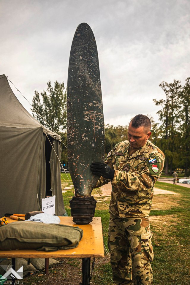 An in-tact propeller of the fighter plane that was downed in 1941