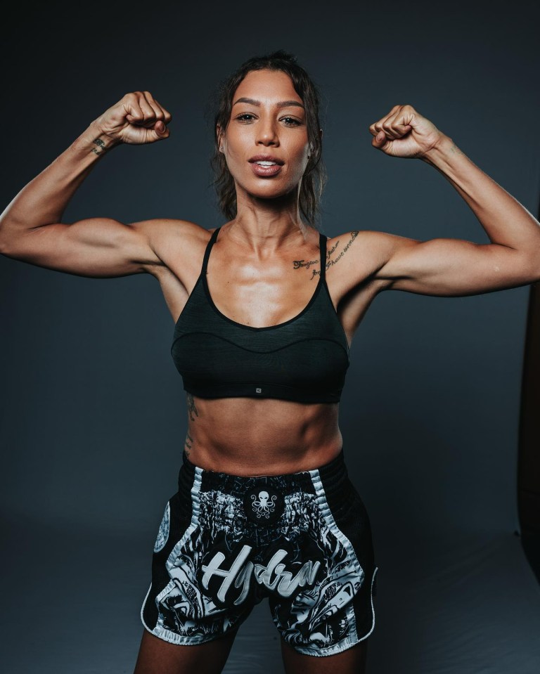 Carla shows off her ripped figure after training hard for her first bout