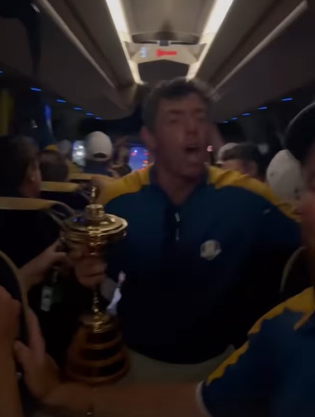 Rory McIlroy led the party with a raucous sing-song