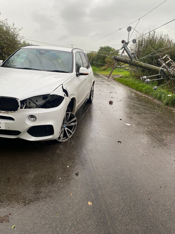 Alexander-Arnold slammed on the brakes and swerved before hitting the BMW X5 (pictured)