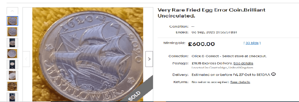 There is a design error on some of the Royal Mint's Mayflower 2020