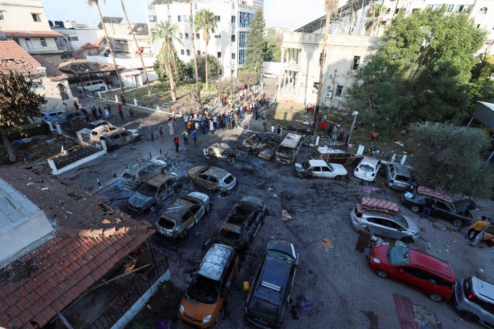 Footage shows the devastating aftermath of the strike at the Al-Ahli hospital