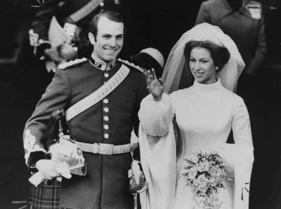 The wedding of Princess Anne and Captain Mark Phillips on November 14, 1973