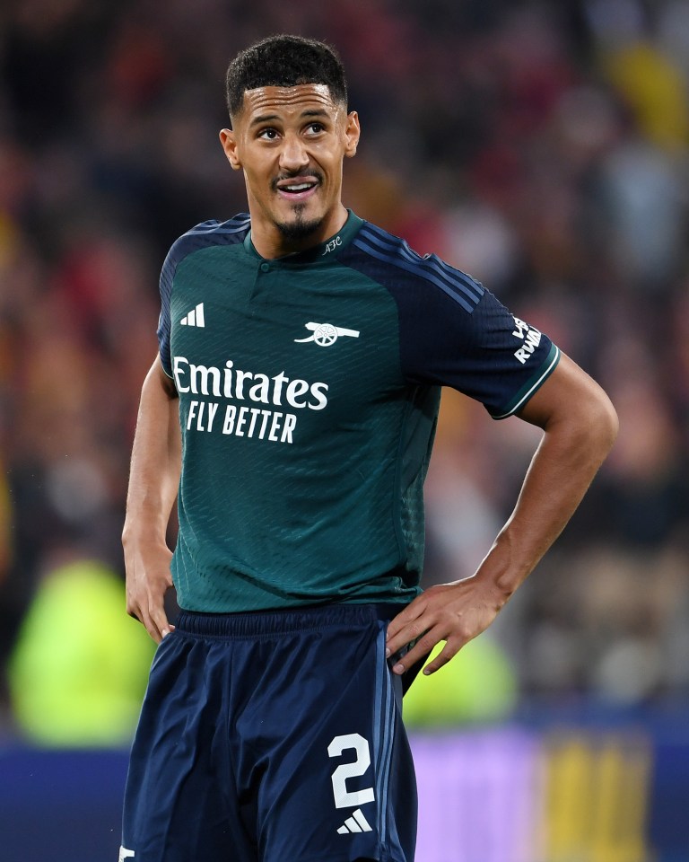 William Saliba was unable to help Arsenal keep two goals out