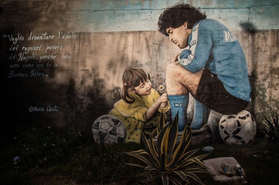 A mural of Maradona and his daughter still dons the walls of Paradiso