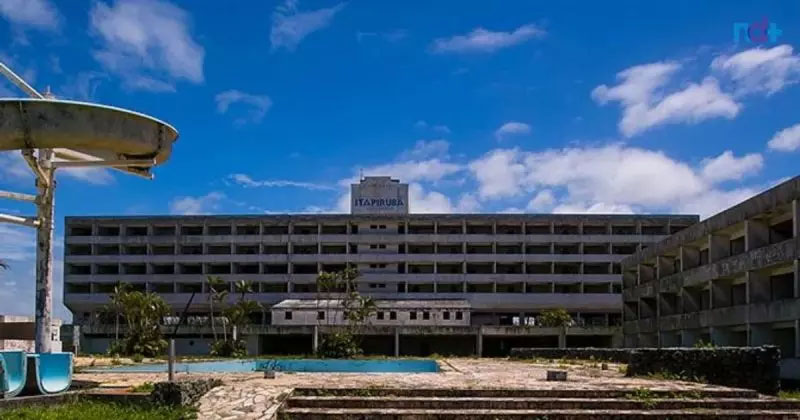 The abandoned luxury hotel comes with neglected tennis courts and a nightclub