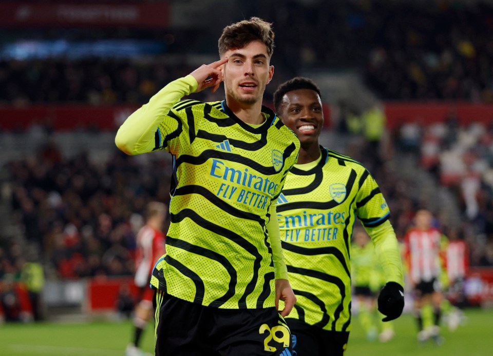 Kai Havertz salutes his late winner 10 minutes after coming on