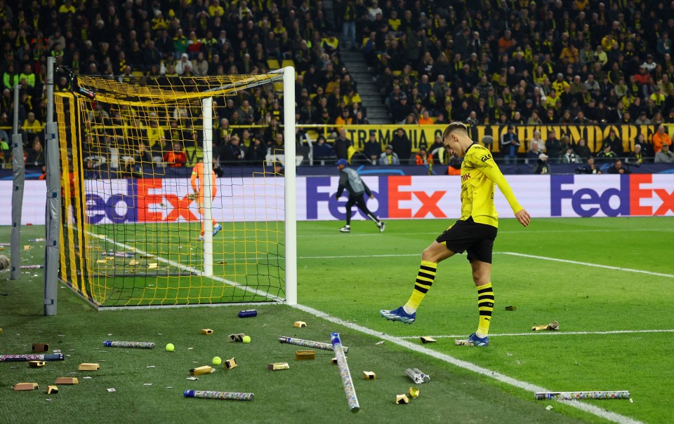 The match was momentarily delayed by a fan protest