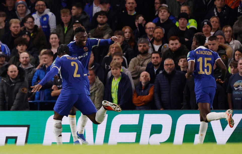 Benoit Badiashile celebrated his goal with ex-Monaco pal Axel Disasi