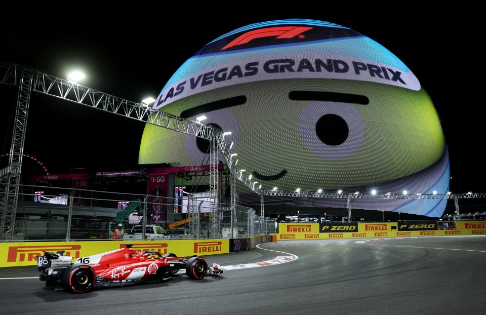 Charles Leclerc took pole in front of the incredible Sphere