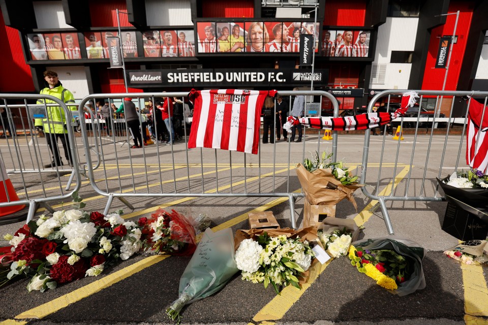 Fans also laid offerings at the South Yorkshire club's Bramall Lane stadium