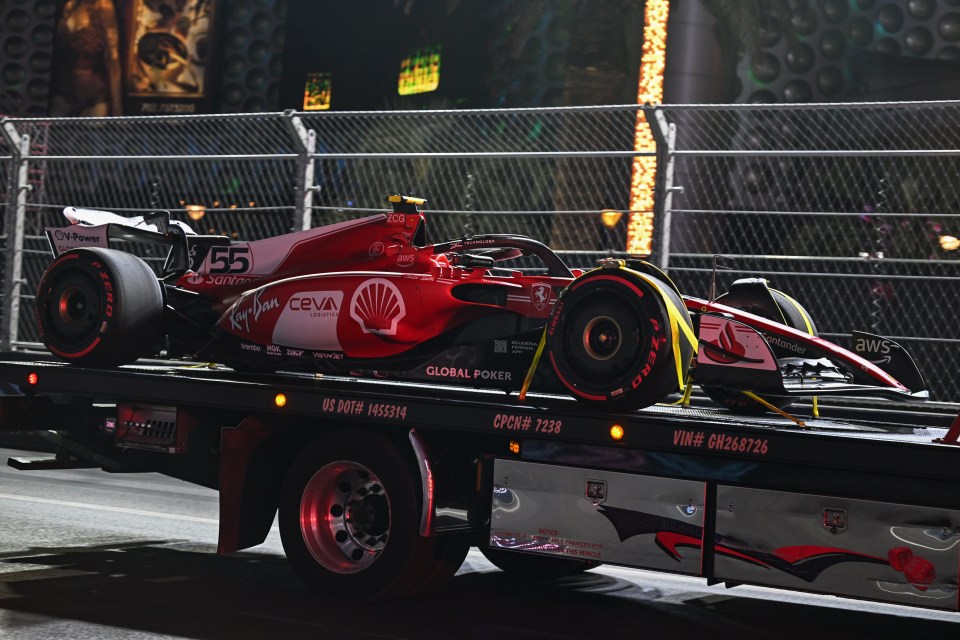 Sainz's Ferrari had to be removed from the track