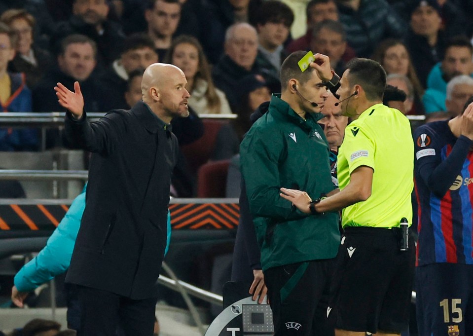 Erik ten Hag has been shown the joint-most yellow cards for dissent among managers this season