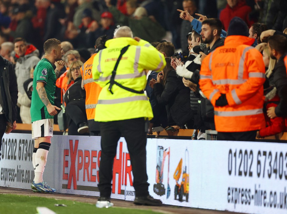 Kieran Trippier confronted a Newcastle fan following their defeat