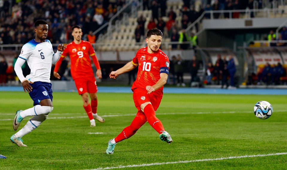 North Macedonia’s Enis Bardhi fired his side into the lead against the Three Lions