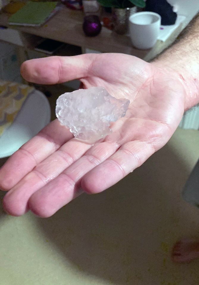 A woman in Jersey picked up this whopper of a hailstone