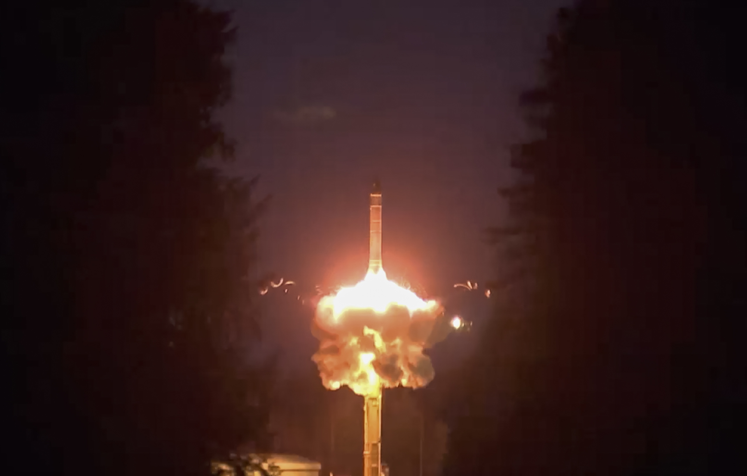 The launch of the Yars intercontinental ballistic missile during a training exercise