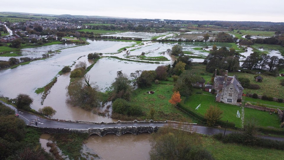 A flooded field in Wool, Dorset