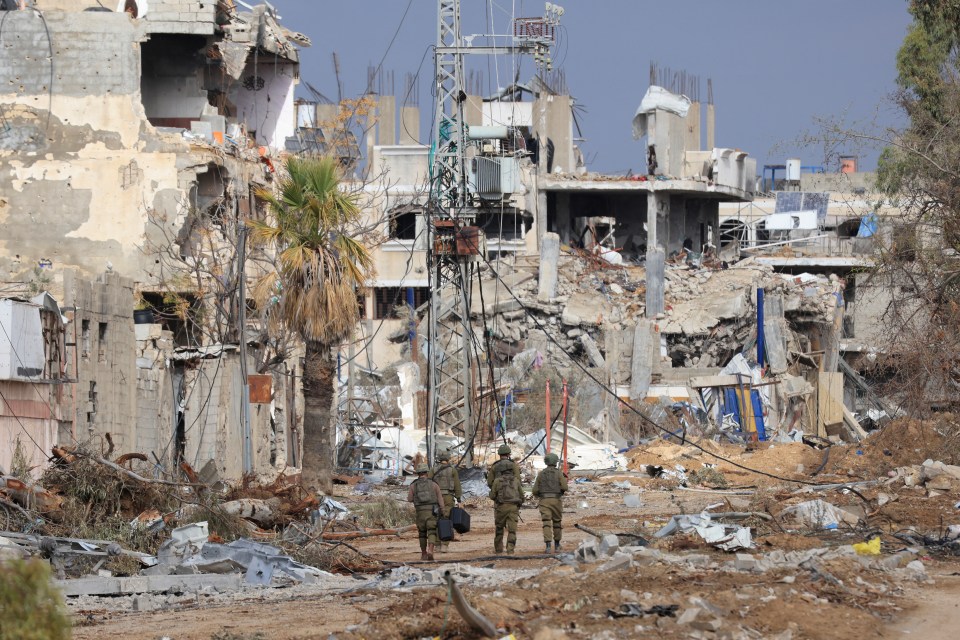 Israeli troops walked through the rubble and ruins of northern Gaza