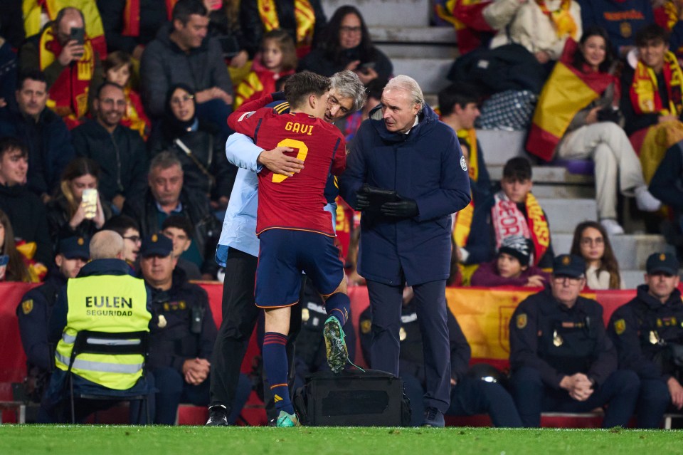 Gavi was forced off the pitch in tears during the 3-1 win