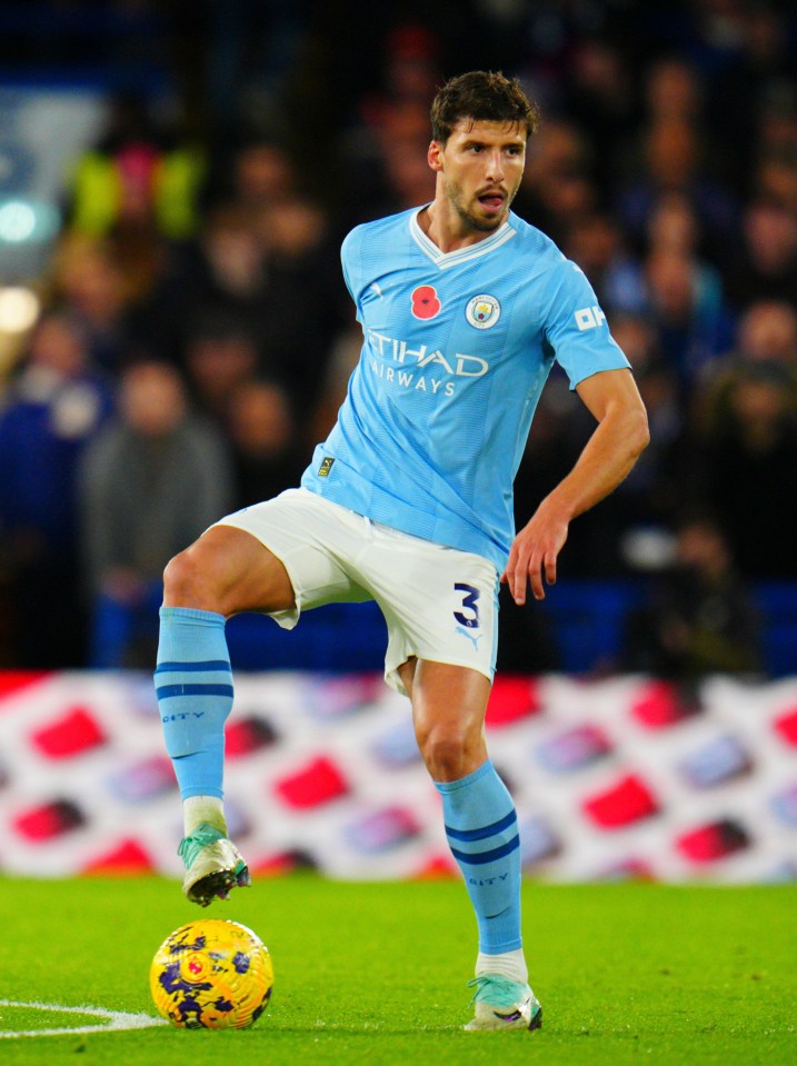 The star's partner Ruben Dias, 26, in action for Manchester City