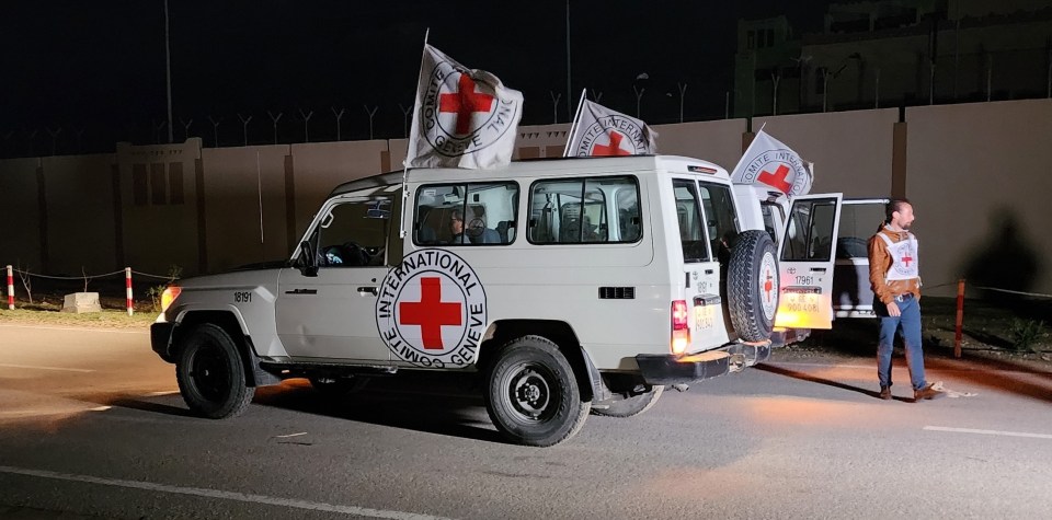 The Red Cross drove the hostages across the Rafah crossing to safety