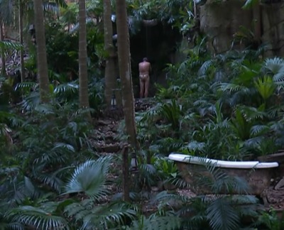 Nigel had stripped off to use the jungle shower