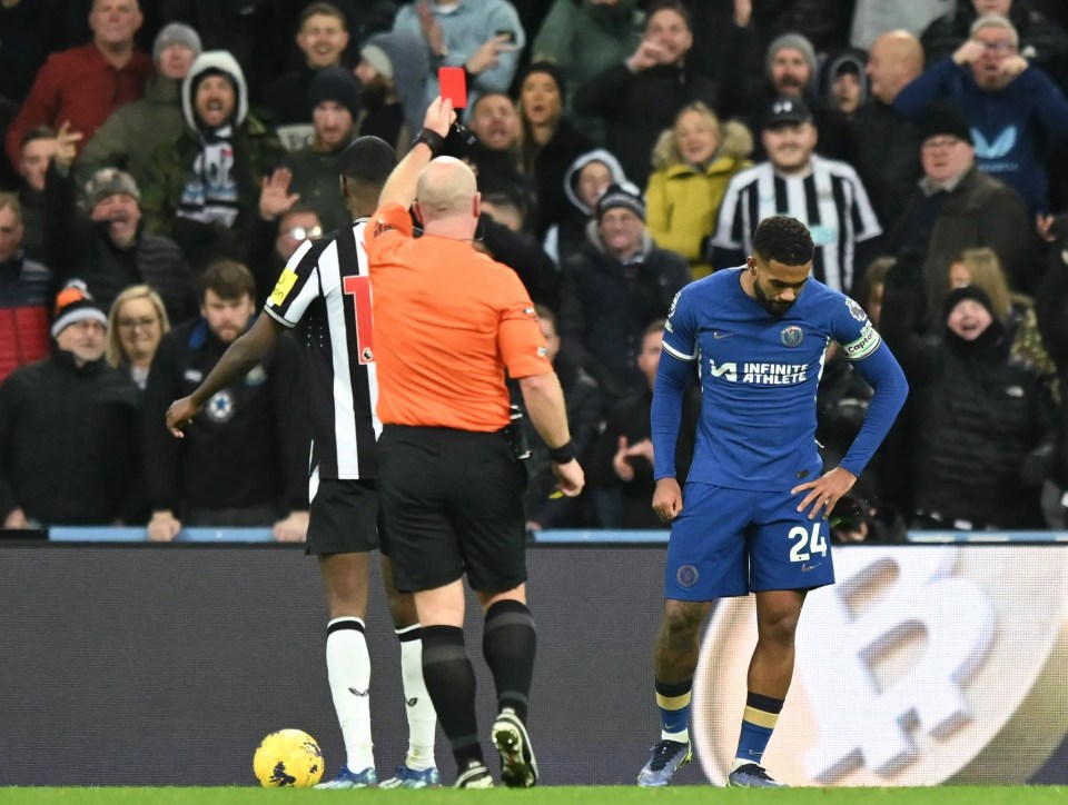 Reece James saw red for a careless second booking