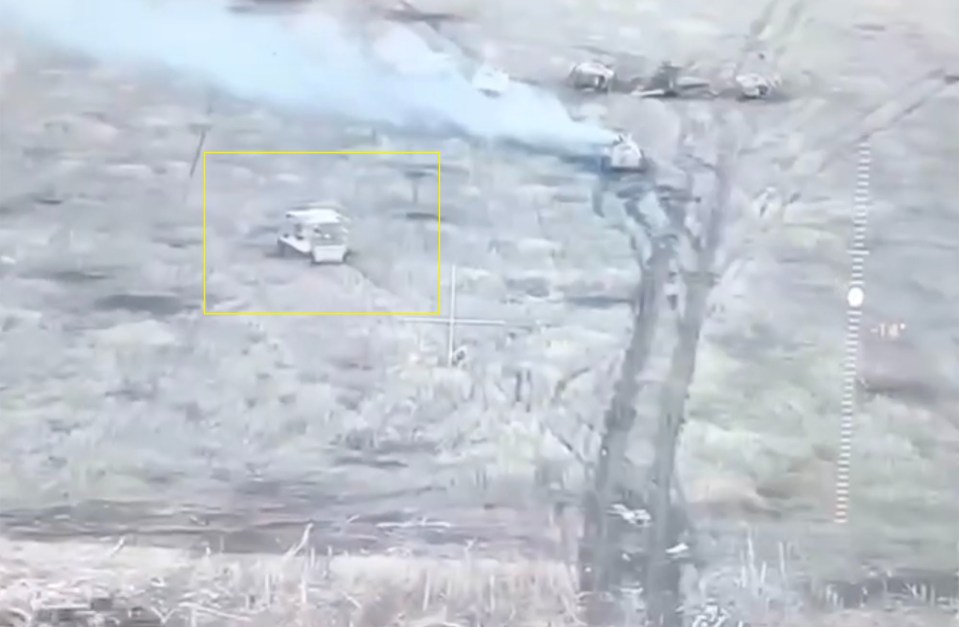 The abandoned suicide tank then heads off towards Ukrainian positions in Donetsk