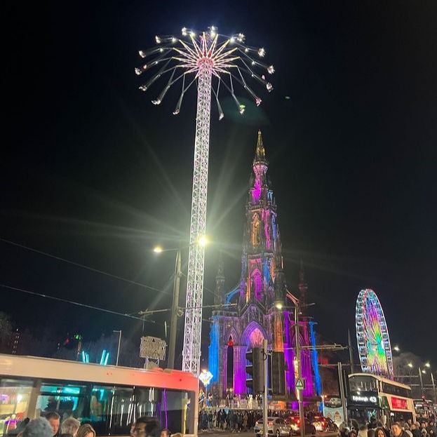 The family checked out the fairground rides in Edinburgh