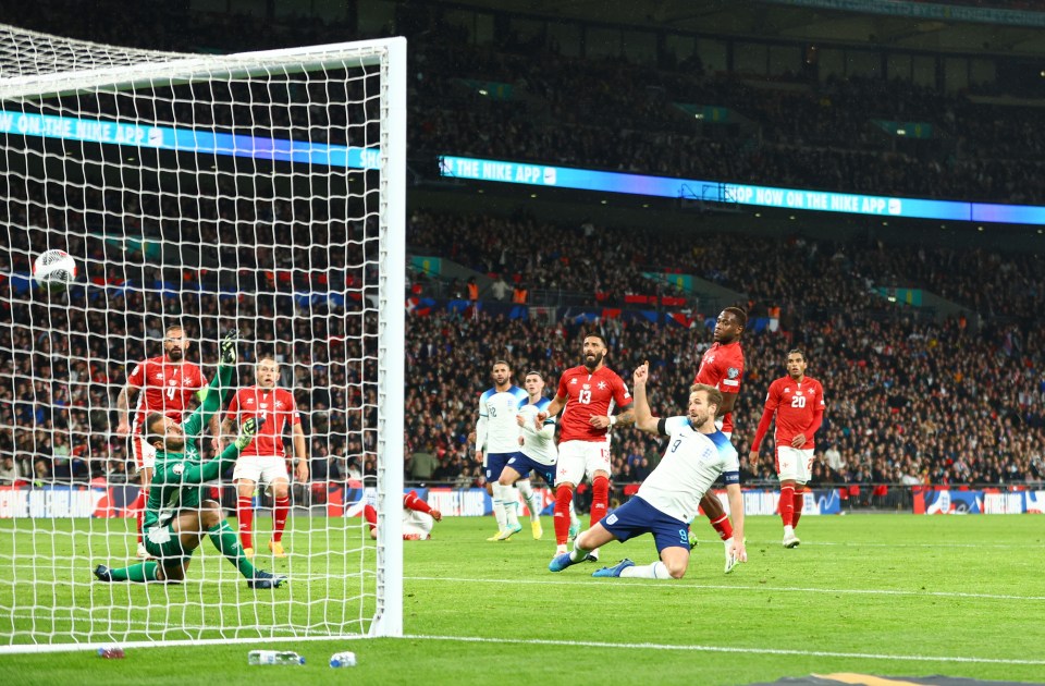 Harry Kane watches one of the few highlights of the night - his goal