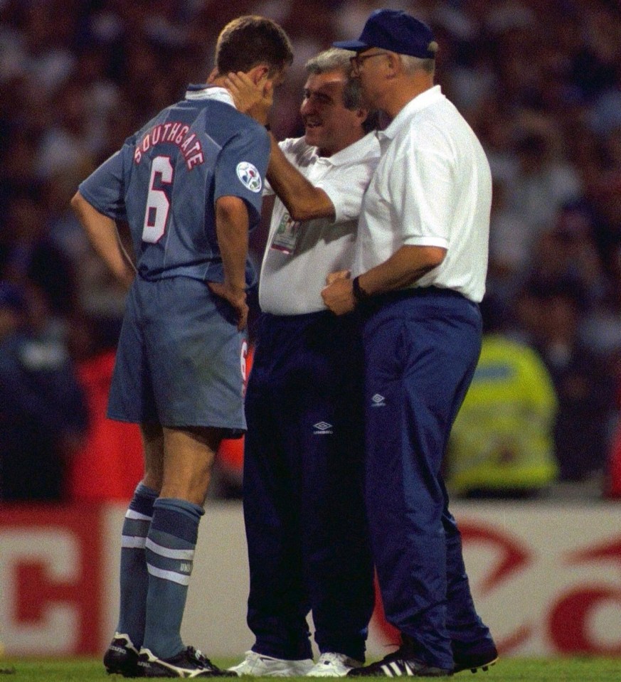 Venables consoling Gareth Southgate at Euro 96