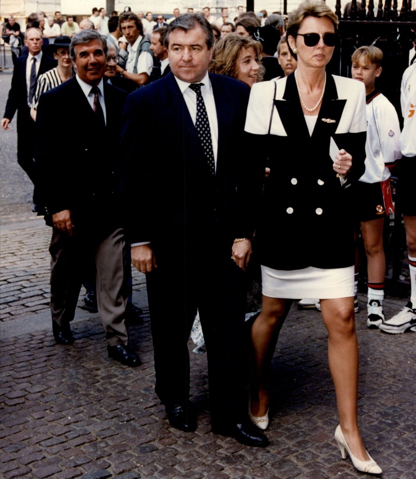 The couple at the memorial service for Bobby Moore in 1993